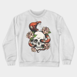 Skull with Snake and roses Crewneck Sweatshirt